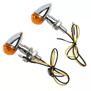 Chrome+Amber Lens Mini Bullet Universal Motors Turn Signal Light Indicator Light - Foto 1 di 7