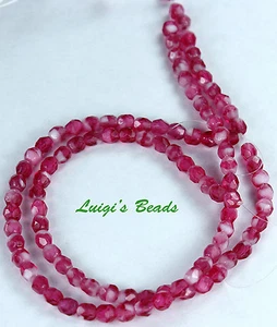 50 Perlen Fuchsia Tschechisch Feuerpoliert Rund Glasperlen 4 mm - Bild 1 von 2