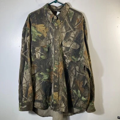 Mens Vintage Duxbak Canvas Camo Shirt Realtree Brown Green 2XL Reg - Image 1 of 4