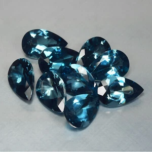9 Pcs 11 X 7 MM London Blue Topaz Calibrated Natural Gemstone Brazil - Imagen 1 de 3