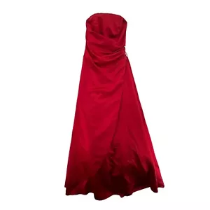 David’s Bridal Dress Womens Size 2 Strapless Red Formal Gown Bridesmaid Prom NEW - Picture 1 of 12