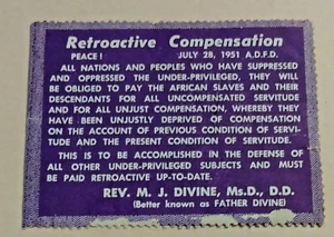 Rare Father Divine (1876-1965) 1951 "Peace Stamp" ~ Retroactive Compensation - Picture 1 of 2