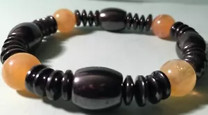 ASSORTED COLOR GLASS BEAD HEMATITE MAGNETIC BRACELETS ELASTIC CORD ADJUSTABLE - Picture 1 of 60