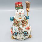 Russian Snowman Carved Wood Hand Painted 7 1/4" Angel Hearts Musical Instruments