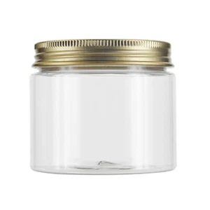 Empty PET Plastic Jars - Clear Jars and GOLD Metal Screw Caps Lids 50ml-500ml - Picture 1 of 18