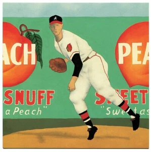 Baseball Art Postcard - "Sweet As A Peach" by Vincent Scilla (1996) - Picture 1 of 2