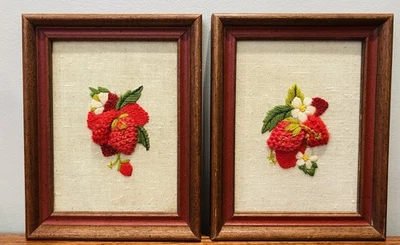 "Juego de Colección Enmarcado Fresa Crewel Hilo Marco de Madera 3D Características 9""x 7""" Foto 1 de 4