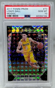 Lonzo Ball 2017-18 Mosaic Silver Mosaic Prizm Rookie #73 PSA 10 Gem Mint (RC) - Picture 1 of 6