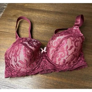 Softa Burgunder Spitzen BH Bügel leicht gepolstert 36DD - Bild 1 von 4