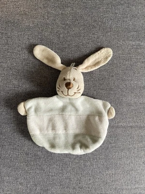 PETIT DOUDOU PLAT BABOU LAPIN VERT BLEU BEIGE ORANGE BLANC RAYE - Photo 1/3