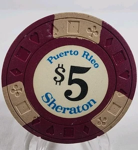 Sheraton Puerto Rico $5 Poker Gaming Chip - Picture 1 of 2