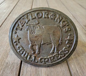 Vintage Taylor & NG Cast Iron Hamburger Bull Press w/ Wood Handle 1979 - Picture 1 of 7