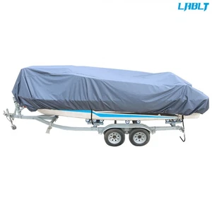 Gray Heavy 600D Marine Grade Polyester Canvas Trailerable Waterproof Boat Cover - Picture 1 of 20