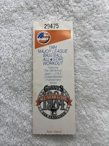 Boleto de entrenamiento MLB All Star Game 1984 - Candlestick Park SF Giants - Imagen 1 de 2