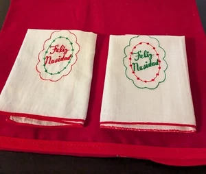 Holiday Feliz Navidad 2 Taschentücher Neu - Bild 1 von 6
