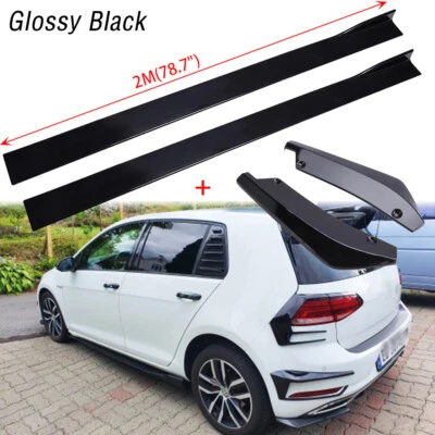 Для VW e-Golf 2015-20 боковая юбка разветвитель кромки 78,7» + задний бампер диффузор Canard - Изображение 1 из 4