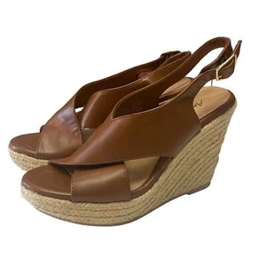 American Eagle Brown Faux Leather Rope Wedge Platform Sandals Women's Size 6 - Picture 1 of 12
