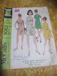 DRESS Shift A-line or Straight 3 Styles McCall's 9083 Vtg 1967 Sewing Pattern 16 - Picture 1 of 6
