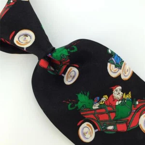 JT BECKETT BLACK RED SANTA CAR Christmas Neck Tie #XO-411 New - Picture 1 of 3