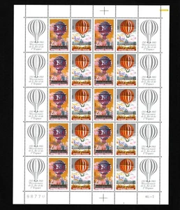 OPC 1983 Francia Globos Hoja Completa de 10 Pares y Etiqueta Sc#1864a Estampillada sin montar o nunca montada 4777 - Imagen 1 de 1