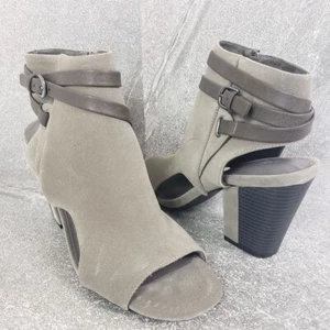 White Mountain Shoes Womens 9.5 M Gray Shira Peep Toe Ankle Fashion Booties - Picture 1 of 10