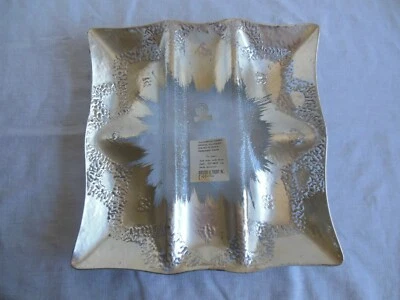 Bandeja cuadrada dividida de vidrio texturizado plateado Dorothy Thorpe moderna de mediados de siglo   Foto 1 de 4