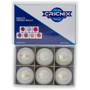 Cricnix Cricket Ball Gold White Leather 142g (1-Pack/3-Pack/6-Pack) for Juniors - Foto 1 di 8
