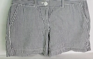 Crown & Ivy Women's Blue & White Striped Seersucker Shorts Size 8 EUC Comfort - Picture 1 of 11
