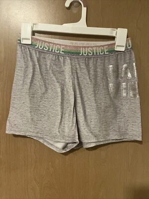 Pantalones Cortos Niñas Justicia - Happy Vibes Brillo Logo Banda Talla 12 Gris Foto 1 de 4