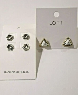 Juego de pendientes triangulares Banana Republic de plata antigua para mujer Ann Taylor nuevos con etiquetas Foto 1 de 4