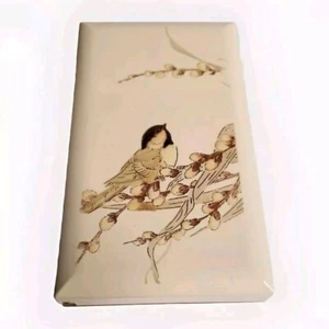Mid Century Creme Lack Chickadee Otagiri Spieluhr Schmuckkästchen Lackware - Bild 1 von 6