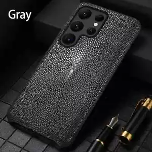 Real Stingray Leather Case Samsung Galaxy S25 S24 Ultra Pearl Fish Armour Cover - Picture 1 of 25