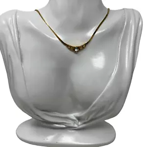Collar Avon Vintage Cadena Serpentina Acento Diamante Simulado 1985 Piedra Real - Imagen 1 de 7