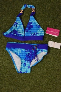 NUEVO TRAJE DE BAÑO BIKINI DE DOS PIEZAS NIÑA CHISME TALLA 6X AZUL - Imagen 1 de 3