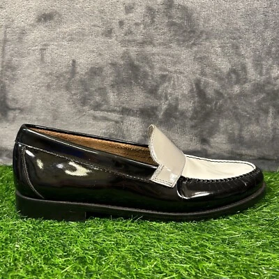G.H. Bass Co Weejuns Loafers Mens 8 M Whitney Black White Patent Leather Shoes - Image 1 of 4