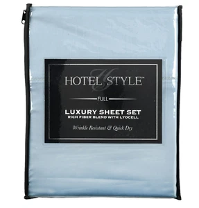 Hotel Style 500 Thread Count Tri-Blend w/ Lyocell 4 pc. Sheet Set - FULL Blue - Picture 1 of 6
