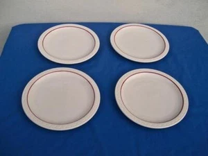 SYRACUSE CHINA ECONO- RIM *RED CARDINAL LINE* ( LOT OF 4 ) DINNER PLATES - Picture 1 of 5