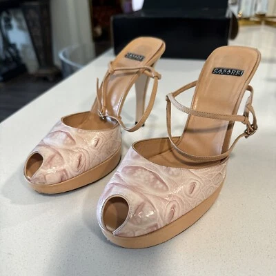 CASADEI Leather Floral Print Mules Women's Size: 6 - Image 1 of 4