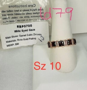 Bomb Party Sz10 Revealed BP Ring RBP5705 Wide Eyed Gaze Garnet CZ Rose Gold Pl - Picture 1 of 7