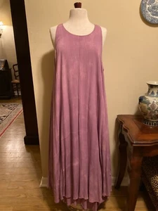 Flieder Batik Bali Maxi Strandkleid~~Indonesien~46 Brustumfang~53,5 lang~Large - Bild 1 von 10
