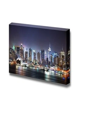 Canvas Prints - New York City Manhattan Skyline Panorama at Night  - 16" x 24" - Image 1 of 3