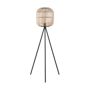 Bordesley Black and Natural Wood Floor Lamp by Eglo - Picture 1 of 1