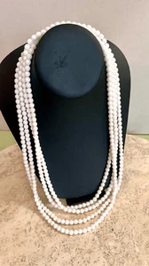 Vintage Womens White Double Strands Beaded Necklaces Fashion Jewelry Collection - Picture 1 of 8