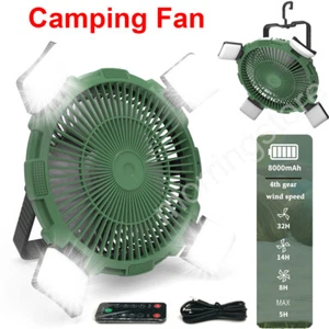 Camping Fan with LED Lantern USB Rechargeable Battery Powered Tent Fan Portable - Picture 1 of 18