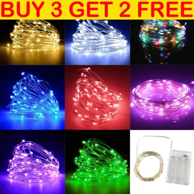 Battery LED Fairy Lights 2M-10M Xmas String Light Party Micro Rice Wire Copper - Image 1 of 4