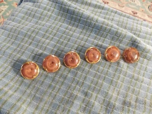 Vintage BGE Originals BROWN MOONGLOW GLASS 3/4" BUTTONS GOLD LUSTER Lot Of 6 VG - Picture 1 of 1