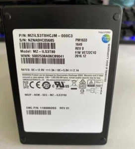 8x Samsung PM1633 3.84TB SAS SSD MZILS3T8HCJM-000C3 MZ-ILS3T80 Solid State Drive - Bild 1 von 3