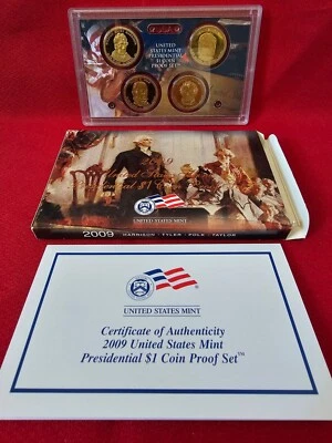 2009 Clad U.S. 4 Coin Presidential Dollar Mint Proof Set w/BOX & COA - Image 1 of 2