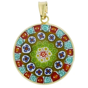 "Colgante de vidrio GlassOfVenice Murano Millefiori en marco chapado en oro 7/8" - Imagen 1 de 4