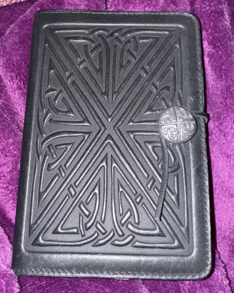 Oberon Design Celtic Knot Leather Journal Notebook Handmade USA Black Cover - Image 1 of 3